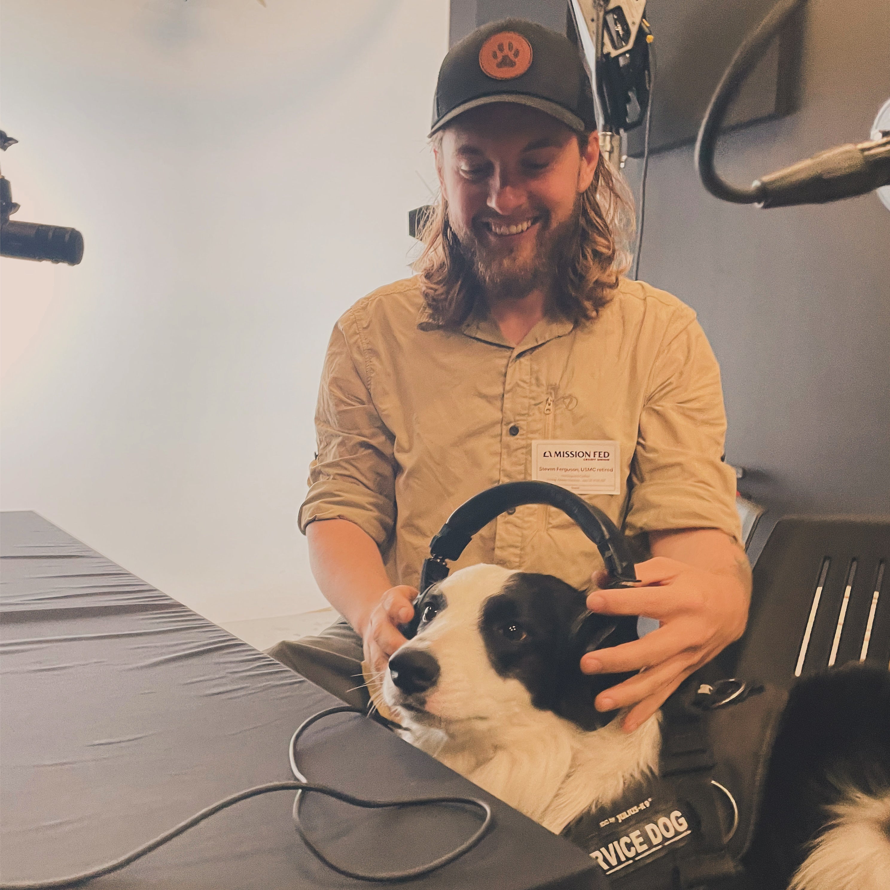 Steven and Venus border collie talk on a podcast to advocate for veterans and specialty coffee